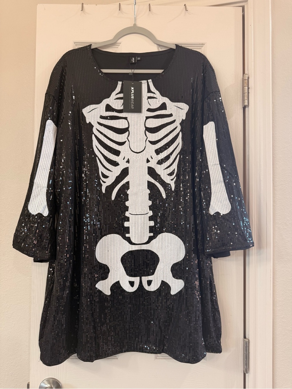 Sequin Skeleton Sequin Dress - Black & White